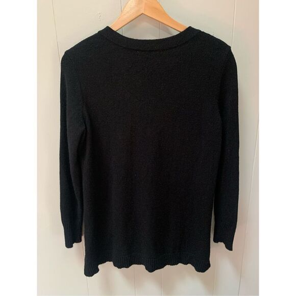 Anthropologie Womens Serena Button Up V-Neck Tunic Black Sweater Small - Picture 6 of 11